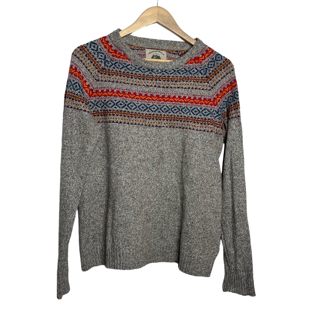 O'Hanlon Mills Cotton Wool Blend Fair Isle Knit Crewneck Sweater
